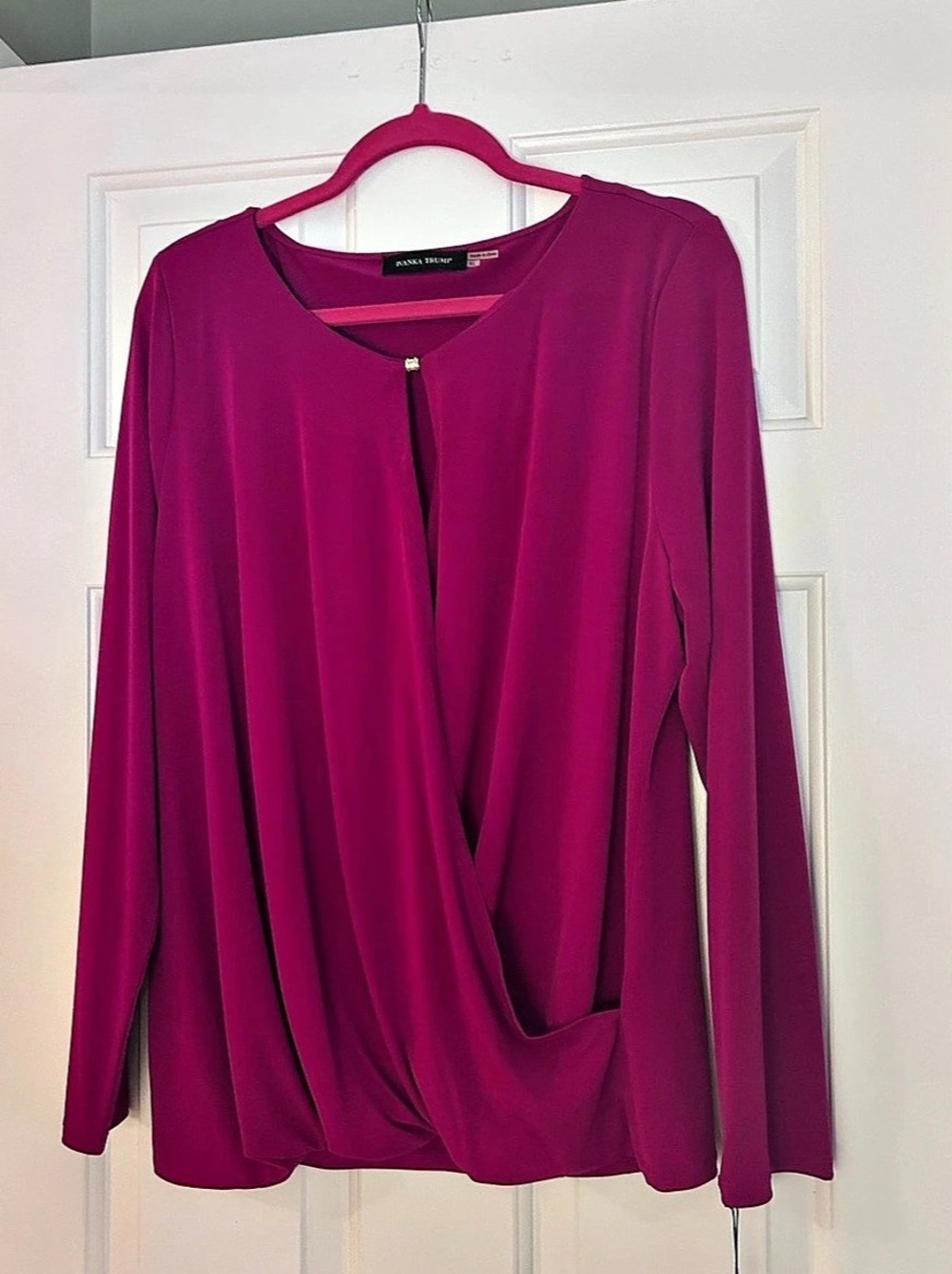 Ivanka Trump Draped Long Sleeve Blouse in Pink XL NWT